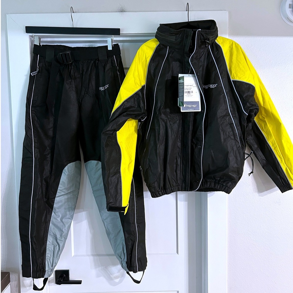 NEW Frogg Toggs Hogg Togg II Suit Reflective Rain Jacket Pants Small Biker